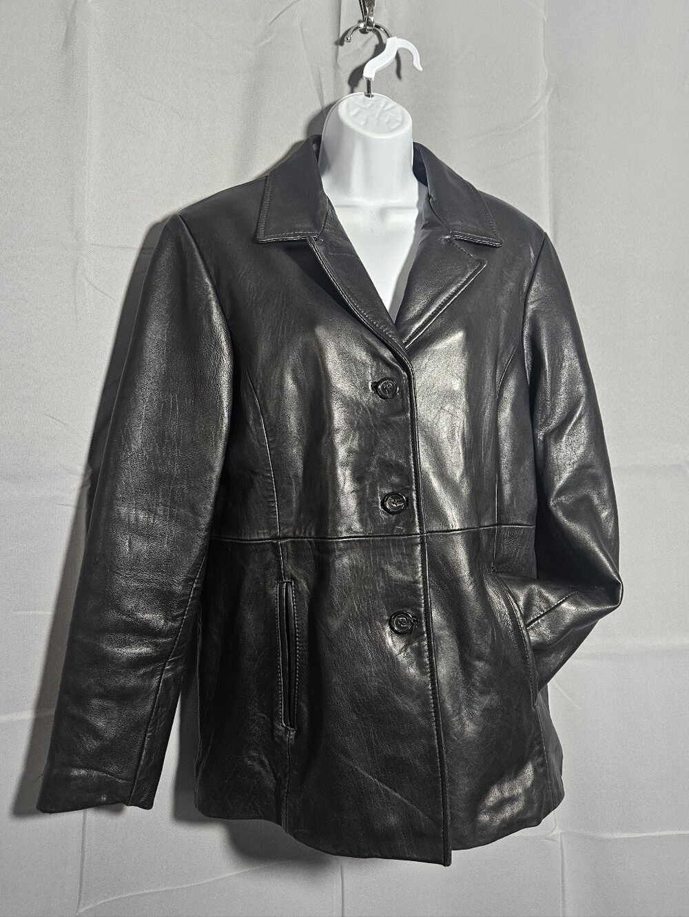 Preswick & Moore VTG 90s Y2K Grunge Alternative Goth Black 100% Leather Jacket L